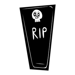Tombstone doodle black, cartoon isolated on white background, vector illustration for design and decor, Halloween, sticker, template