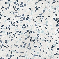 Seamless terrazzo pattern for surface design and print. High quality confetti illustration. Trendy rock and mineral composite mosaic composition in repeat. Textile print in light colors.