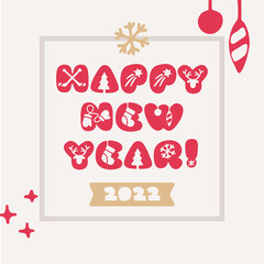 Happy New Year 2022 lettering design.