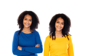 African twin sisters with afro hair