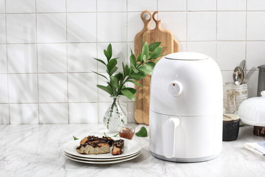 Small White Airfryer Kitchen Gadget, Most Popular Cooking Tools in 2020. Cooking with No Oil for Healthy and Diet