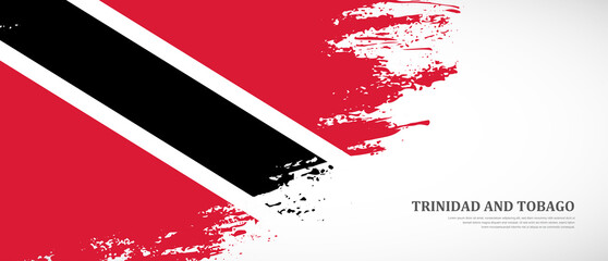 National flag of Trinidad and Tobago with textured brush flag. Artistic hand drawn brush flag banner background
