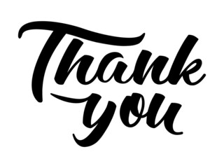 Thank You Hand Lettering, Typography Design Inspiration, Black on White, Up and Down, Modern Calligraphy,  Vector Illustration