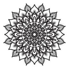 Circular pattern in the form of mandala with flower for henna mandala tattoo decoration