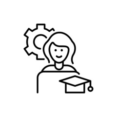Part time student vector outline icon style illustration. EPS 10 file