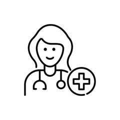 Doctor vector outline icon style illustration. EPS 10 file