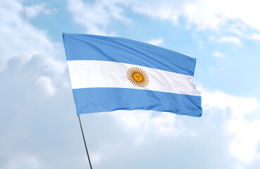  Flag of Argentina, realistic 3d rendering in front of blue sky