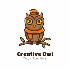 Creative owl mascot logo design