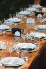 Rustic style Wedding or birthday table settings.