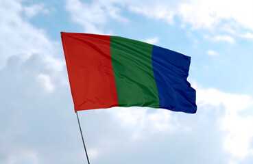 Flag of the Planet Mars, realistic 3d rendering in front of blue sky