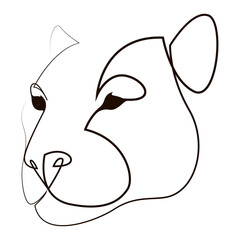 Jaguar head continuous one line drawing. Single line vector illustration.