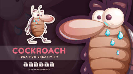 Cartoon character animal sad cockroach - cute sticker