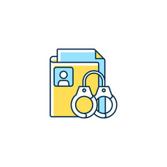 Sealing criminal records RGB color icon. Sensitive personal data. Respect for private life. Criminal background check. Hiding from public view. Isolated vector illustration. Simple filled line drawing