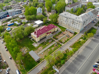 Fototapeta premium Aerial view of a kindergarten (Kirov, Russia)