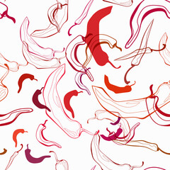 chilli pepper vegetable vector seamless bright pattern multicolor