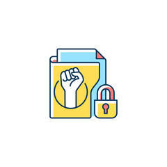 Trade union membership RGB color icon. Improving employment rights, benefits. Fighting discrimination. Working class solidarity. Labor unions. Isolated vector illustration. Simple filled line drawing