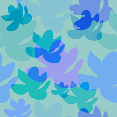 Fototapeta na wymiar blue off white flower vector seamless bright pattern multicolor