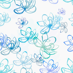 Fototapeta na wymiar blue off white flower vector seamless bright pattern multicolor