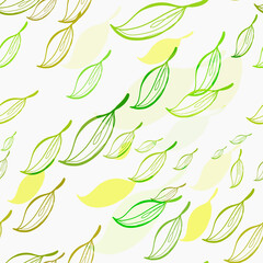 Fototapeta premium green season leaves vector seamless bright pattern multicolor