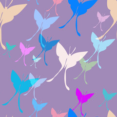 Fototapeta na wymiar blue pink butterfly vector seamless bright pattern multicolor