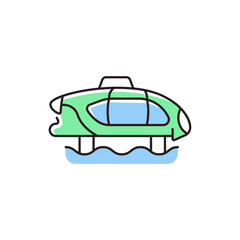 Electric water taxi RGB color icon. Innovative zero-emission design. Marine transportation for sightseeing. Hydrofoiling water transport. Isolated vector illustration. Simple filled line drawing