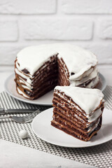 Homemade chocolate cake with cream