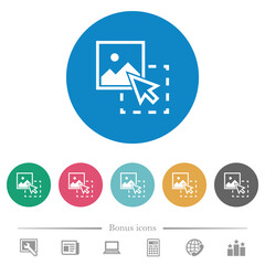 Drag image to upload flat round icons
