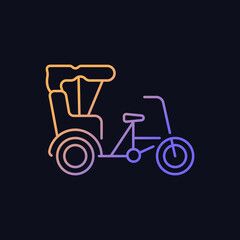 Sanlunche gradient vector icon for dark theme. Chinese rickshaw. Short distance traveling. Transportation service. Thin line color symbol. Modern style pictogram. Vector isolated outline drawing