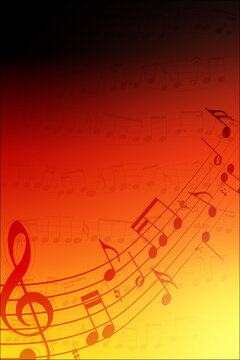 musical notes on golden background 