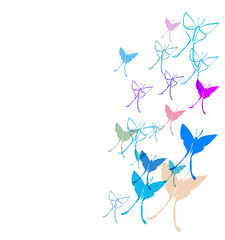 butterfly summer magic vector line bright colorful card background