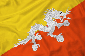 Flag of Bhutan, realistic 3d rendering with texture