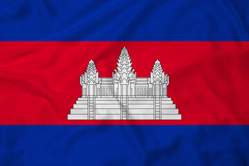 Flag of Cambodia, realistic 3d rendering with texture