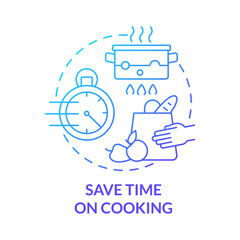Save time on cooking blue gradient concept icon. Spend less time on cooking abstract idea thin line illustration. Prepare foods and freeze it ahead. Vector isolated outline color drawing