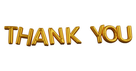 3d illustration of text thank you golden balloon concept