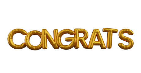 3d illustration of text congrats golden balloon concept