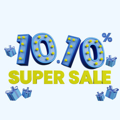 3d illustration of discount super sale 10.10