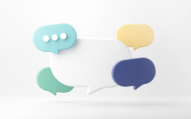 Blank bubble talk or comment sign symbol on yellow background. 3d render. - obrazy, fototapety, plakaty
