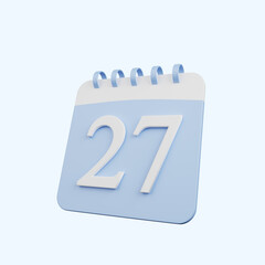 3d illustration of simple object calendar number date 27
