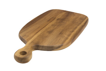 Wooden cutting board isolated on white	background