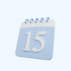 3d illustration of simple object calendar number 15