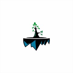 vector icon of a tree on a rock