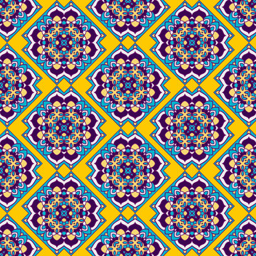 Seamless pattern with mosaic tiles of the Mediterranean