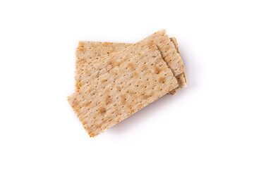 Traditional matzah bread isolated on white background