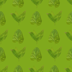 green muted leaf repeating pattern illustration, eco concept, freshness	
