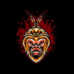 Monkey king head Illustration