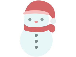 帽子とマフラーを身につけた雪だるまのかわいいアイコンイラスト