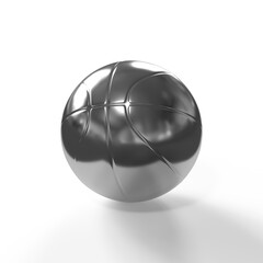 silver basketball ball isolated on black background