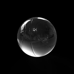 glass basketball ball isolated on black background