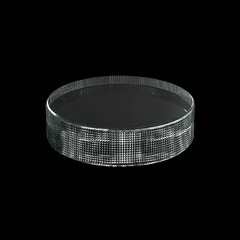 glass ice hockey puck isolated on black background