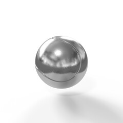silver tennis ball isolated on white background